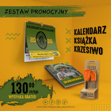 KALENDARZ 2026 + KSIĄŻKA "Survival według Szlendiego" i krzesiwo MIG-MAG