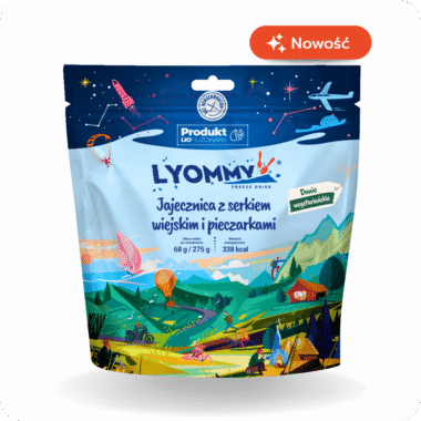 Jajecznica z serkiem wiejskim i pieczarkami